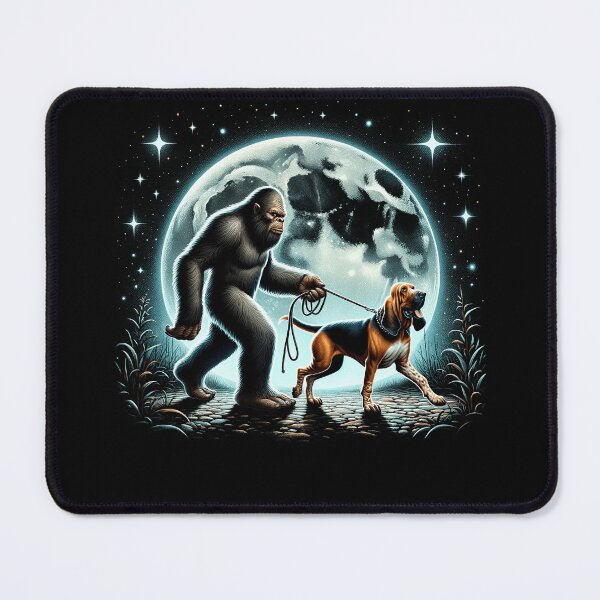 Item preview, Bigfoot Sasquatch Bloodhound Walking Dog Lover Moon designed and sold by Kimberley King Art  King Art.