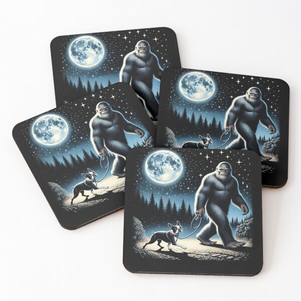 Item preview, Bigfoot Sasquatch Boston Terrier Walking Dog Lover Moon designed and sold by Kimberley King Art  King Art.