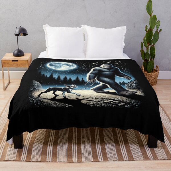 Item preview, Bigfoot Sasquatch Boston Terrier Walking Dog Lover Moon designed and sold by Kimberley King Art  King Art.