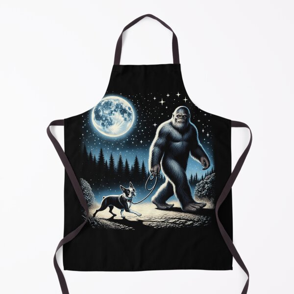 Item preview, Bigfoot Sasquatch Boston Terrier Walking Dog Lover Moon designed and sold by Kimberley King Art King Art.
