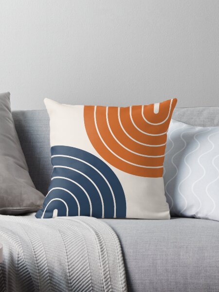 Item preview, Midcentury Modern Geometric Rainbow VI in Navy Blue and Orange designed and sold by nineflorals.
