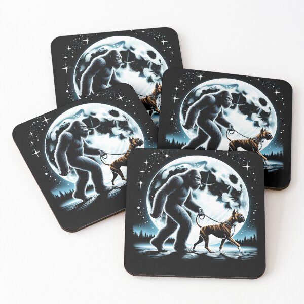 Item preview, Bigfoot Sasquatch Boxer Walking Dog Lover Moon designed and sold by Kimberley King Art  King Art.