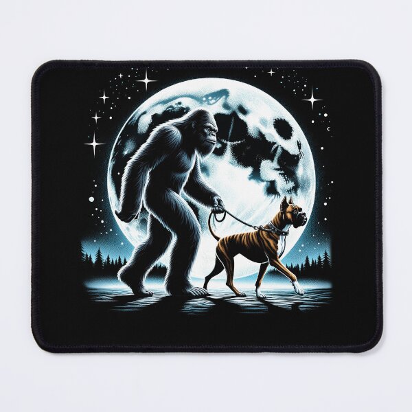 Item preview, Bigfoot Sasquatch Boxer Walking Dog Lover Moon designed and sold by Kimberley King Art  King Art.