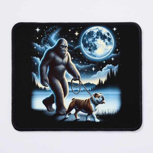 Item preview, Bigfoot Sasquatch Bulldog Walking Dog Lover Moon designed and sold by Kimberley King Art  King Art.