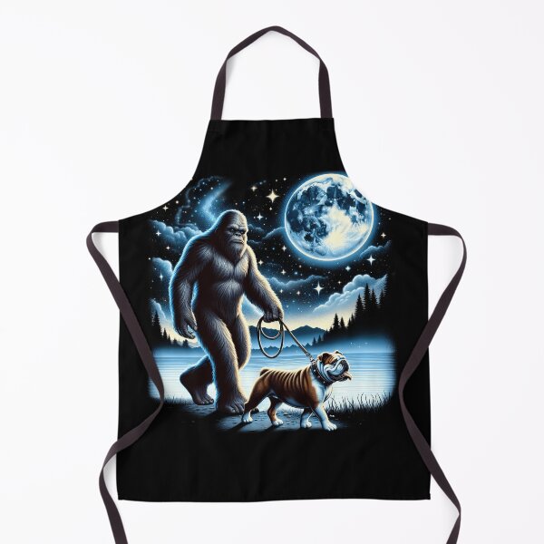 Item preview, Bigfoot Sasquatch Bulldog Walking Dog Lover Moon designed and sold by Kimberley King Art King Art.