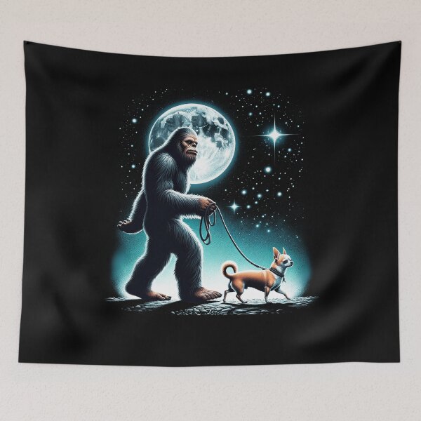 Item preview, Bigfoot Sasquatch Chihuahua Walking Dog Lover Moon designed and sold by Kimberley King Art  King Art.