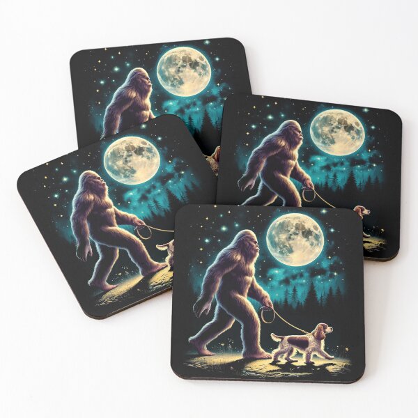 Item preview, Bigfoot Sasquatch Cocker Spaniel Walking Dog Lover Moon designed and sold by Kimberley King Art  King Art.