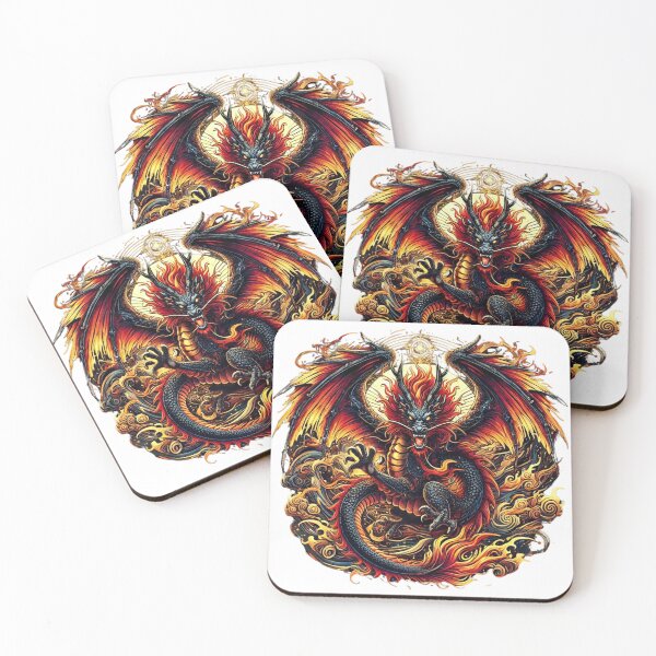 Aperçu de l'œuvre Dragon de feu majestueux – Design de fantaisie épique créée et vendue par Nauert's.