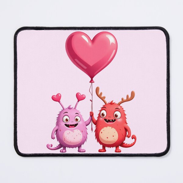 Item preview, Kawaii Love Monsters Holding Heart Balloon designed and sold by Itsheartshop.