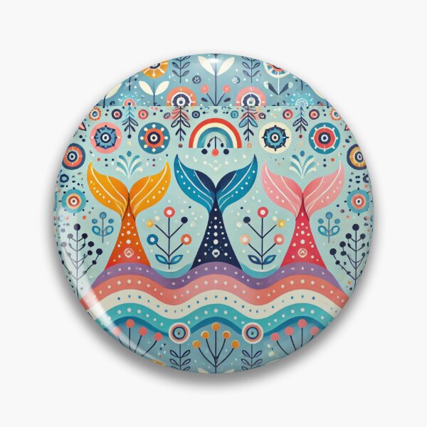 Item preview, Scandinavian Folk Art Rainbow Animals - Three Whale Tails by heidiannemorris designed and sold by FOLK ART FUSION.