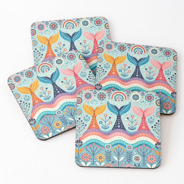Item preview, Scandinavian Folk Art Rainbow Animals - Three Whale Tails by heidiannemorris designed and sold by FOLK ART FUSION by heidiannemorris.