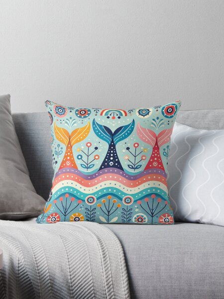 Artikel-Vorschau von Skandinavische Volkskunst-Regenbogentiere - Drei Walschwänze von heidiannemorris, designt und verkauft von FOLK ART FUSION by heidiannemorris.