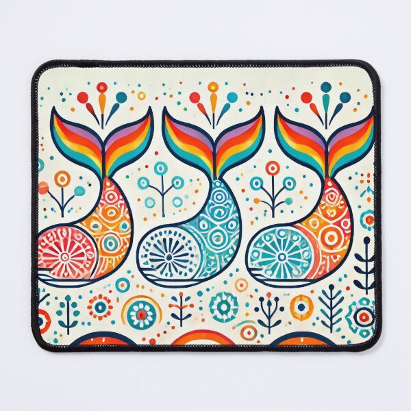 Item preview, Scandinavian Folk Art Rainbow Animals - Three Whale Tails by heidiannemorris designed and sold by FOLK ART FUSION by heidiannemorris.