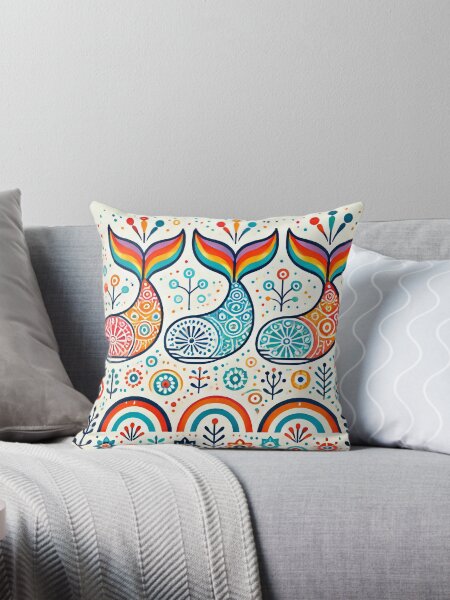 Artikel-Vorschau von Skandinavische Volkskunst-Regenbogentiere - Drei Walschwänze von heidiannemorris, designt und verkauft von FOLK ART FUSION by heidiannemorris.