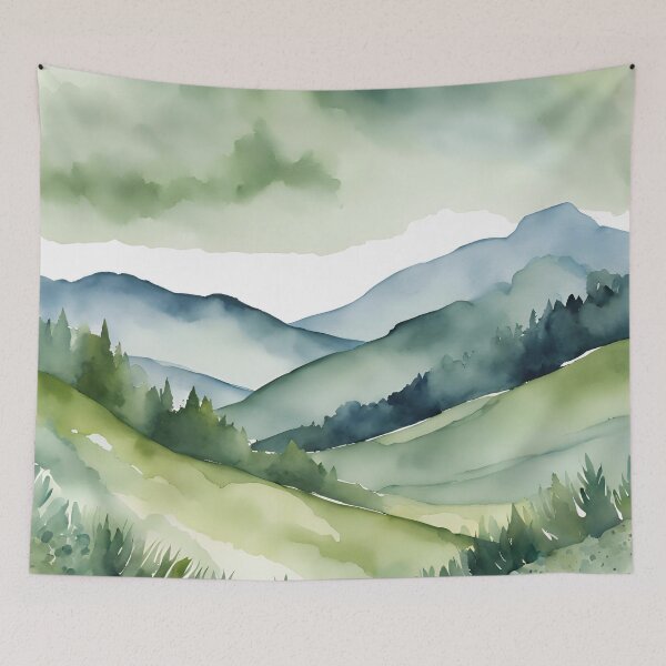 Artikelvorschau, Bergszene Aquarell entworfen und verkauft von EcoArtLab.