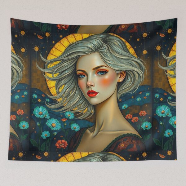Item preview,  Beautiful gray haired lady illustration inspired by Gustav Klimt designed and sold by Vintage Designs +.