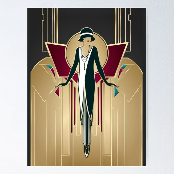 Item preview, Flapper Girl. 1920's Art Deco design. designed and sold by Shoot-The-Moon.
