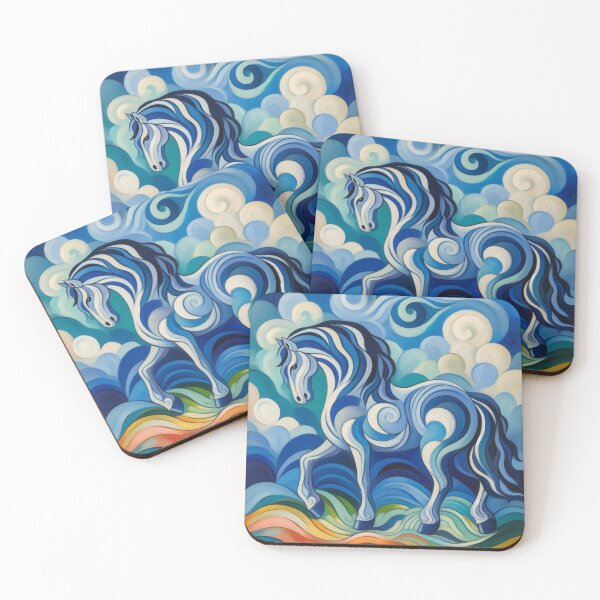 Item preview, Arte de fantasía del caballo azul designed and sold by ArtUnova.