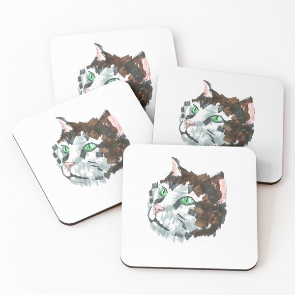 Item preview, Emerald Gaze – Abstract Cat Portrait in Ink & Color designed and sold by DipakSonarArt.