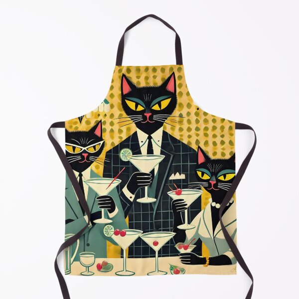 Item preview, Retro Futuristic Black Cat Martini Club designed and sold by Lee Hiller Designs.