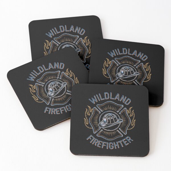 Item preview, Wildland firefighter, badge and flames designed and sold by MadCatPrints.