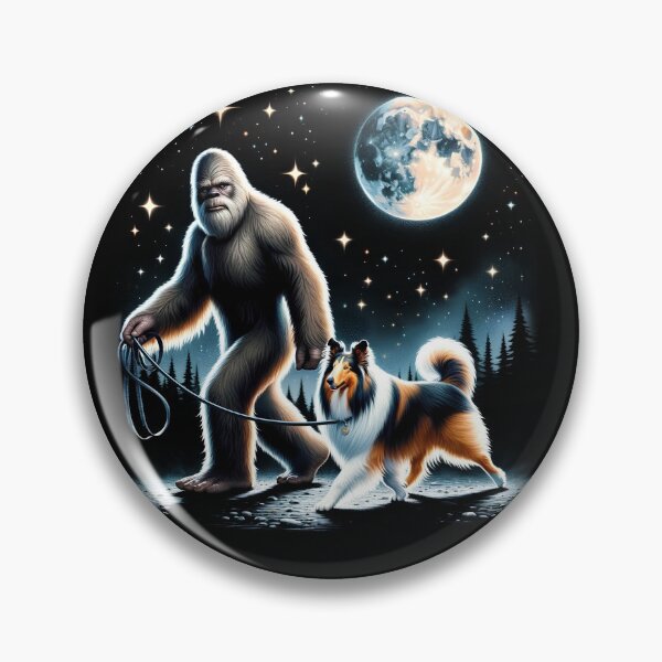 Item preview, Bigfoot Sasquatch Collie Walking Dog Lover Moon designed and sold by Kimberley King Art  King Art.