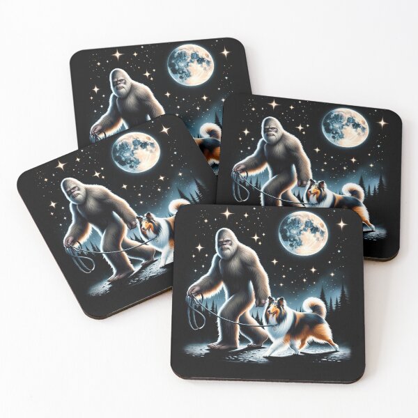 Item preview, Bigfoot Sasquatch Collie Walking Dog Lover Moon designed and sold by Kimberley King Art  King Art.
