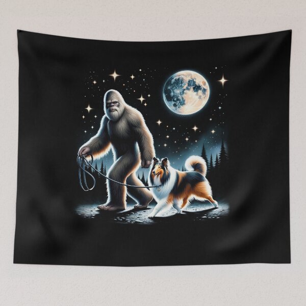 Item preview, Bigfoot Sasquatch Collie Walking Dog Lover Moon designed and sold by Kimberley King Art  King Art.