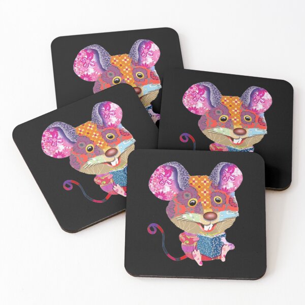Item preview, Whimsical Patchwork Mouse Art Print - Vibrant and Playful Mouse Illustration designed and sold by Psycho-Crazy.
