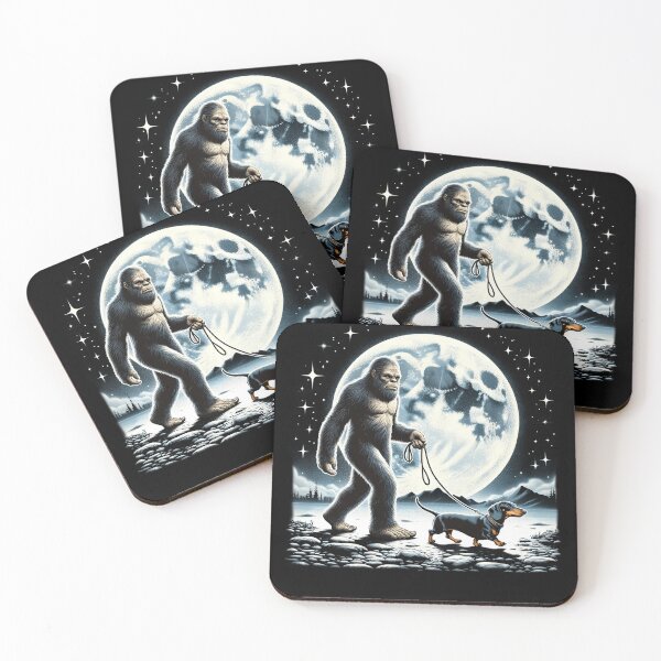 Item preview, Bigfoot Sasquatch Dachshund Walking Dog Lover Moon designed and sold by Kimberley King Art  King Art.