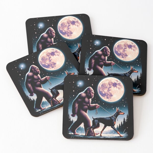 Item preview, Bigfoot Sasquatch Doberman Walking Dog Lover Moon designed and sold by Kimberley King Art  King Art.