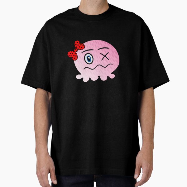 Cartoonish Jellyfish with a Bow on its Head Oversized T-Shirt