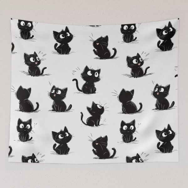 Item preview, Black cat funny character. bold black kitten designed and sold by Milatoo.