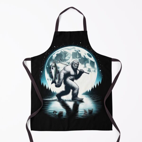 Item preview, Bigfoot Sasquatch Fishing Fishermen Hunting Fish Moon designed and sold by Kimberley King Art King Art.