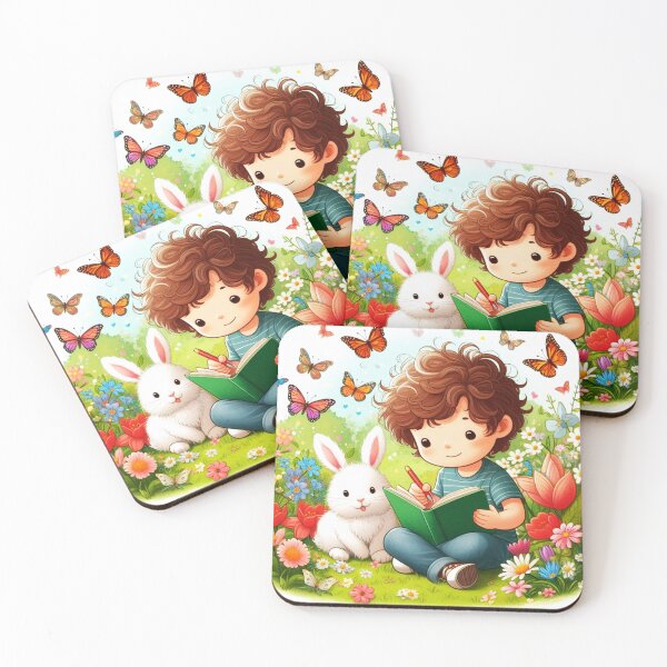 Item preview, The boy who writes a diary and the cute bunny designed and sold by Dogandesighn.