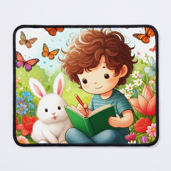 Item preview, The boy who writes a diary and the cute bunny designed and sold by Dogandesighn.