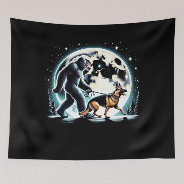 Item preview, Bigfoot Sasquatch German Shepherd Walking Dog Lover Moon designed and sold by Kimberley King Art  King Art.