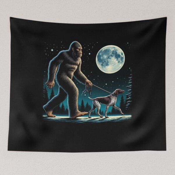 Item preview, Bigfoot Sasquatch German Shorthaired Pointer Walking Dog Lover Moon designed and sold by Kimberley King Art  King Art.