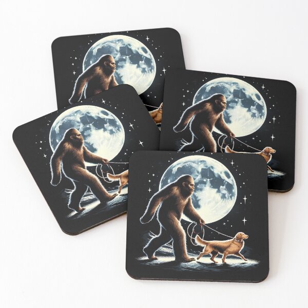 Item preview, Bigfoot Sasquatch Golden Retriever Walking Dog Lover Moon designed and sold by Kimberley King Art  King Art.