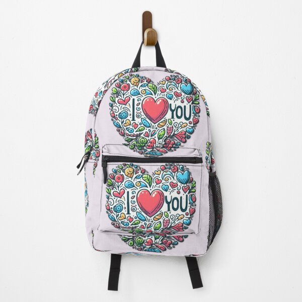 Item preview, Valentine's Day “I love you” red heart surrounded by colorful flowers and heart-shaped plants designed and sold by JaroDesign2023.
