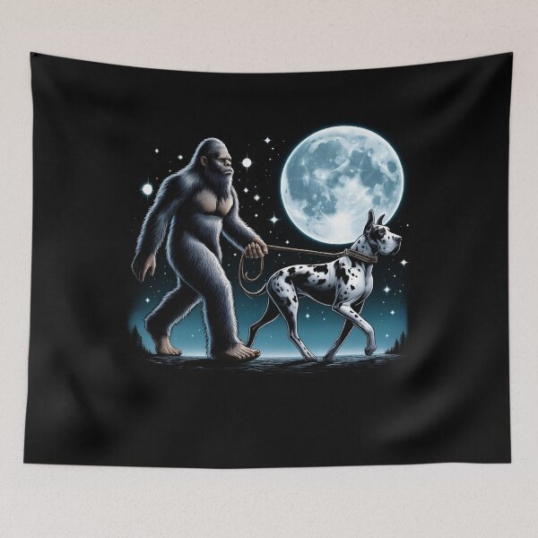 Item preview, Bigfoot Sasquatch Great Dane Walking Dog Lover Moon designed and sold by Kimberley King Art  King Art.