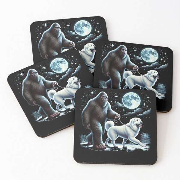 Item preview, Bigfoot Sasquatch Great Pyrenees Walking Dog Lover Moon designed and sold by Kimberley King Art  King Art.