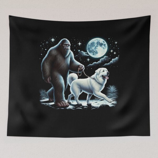 Item preview, Bigfoot Sasquatch Great Pyrenees Walking Dog Lover Moon designed and sold by Kimberley King Art  King Art.