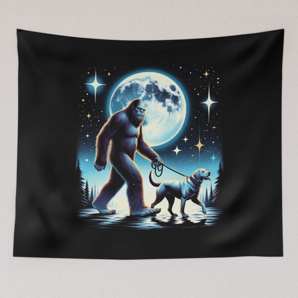Item preview, Bigfoot Sasquatch Labrador Retriever Walking Dog Lover Moon designed and sold by Kimberley King Art  King Art.