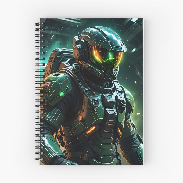 Item preview, Space Marine in Green Armor on Damaged Spaceship designed and sold by Ink Art Design.
