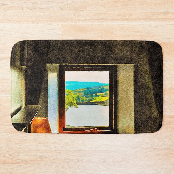 Item preview, Watercolor view of the Lake District from a cozy bedroom window designed and sold by GestaltImagery.