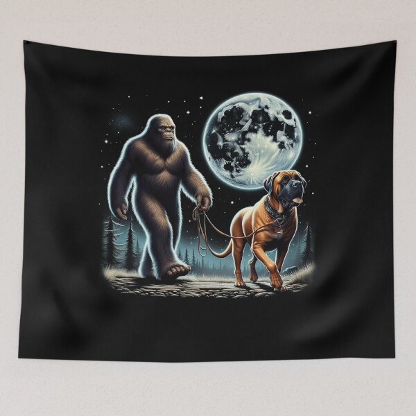Item preview, Bigfoot Sasquatch Mastiff Walking Dog Lover Moon designed and sold by Kimberley King Art  King Art.