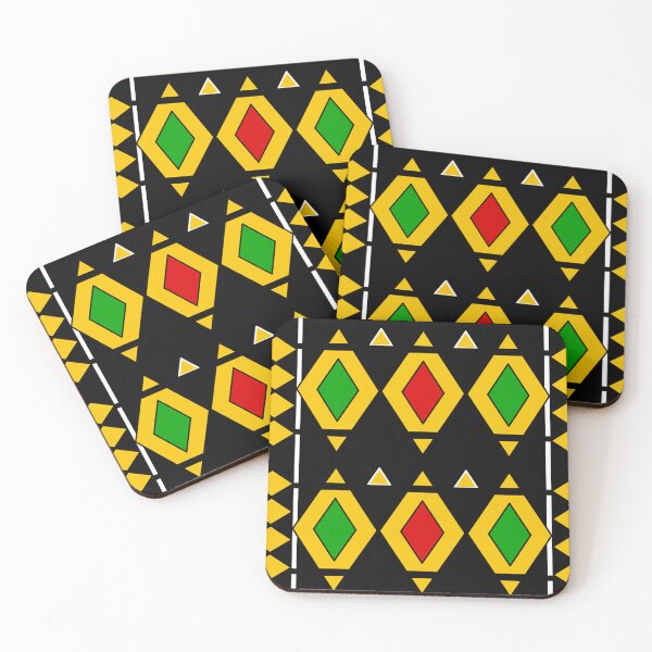 Item preview, African Diamonds Pattern in Yellow Black and Green designed and sold by HotHibiscus.