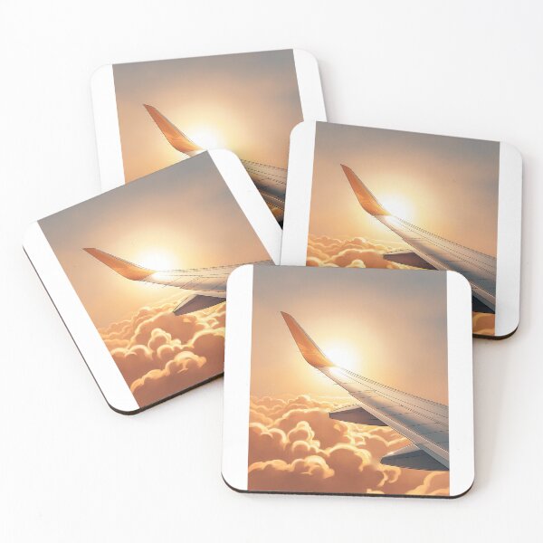 Item preview, Golden Sunrise Flight – Airplane Wing Above the Clouds designed and sold by EMairplanes.