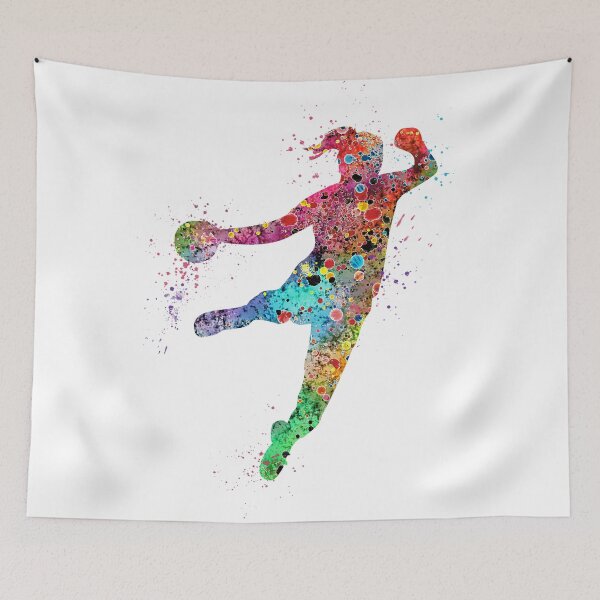 Item preview, Girl Handball Artwork Watercolor Sport Gift designed and sold by LotusGifts.